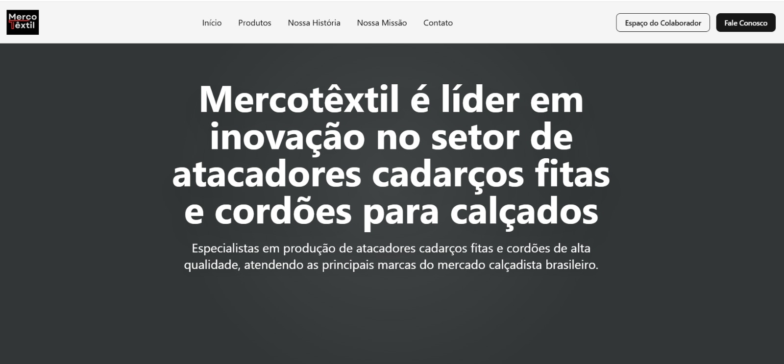 Site Institucional - Empresa de Cadarços